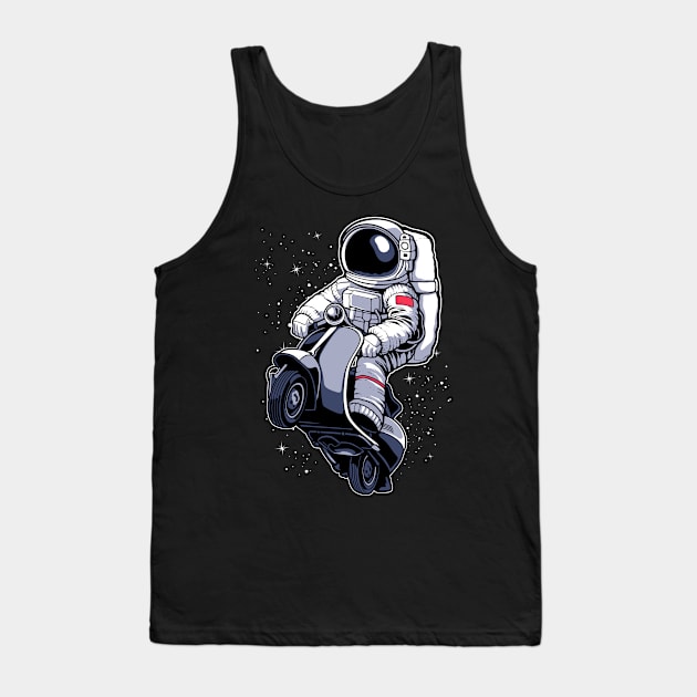 Astronaut Ridding Vespa In Space Tank Top by Ken Asahvey